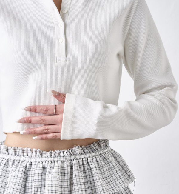  「【WEB限定】ヘンリーネックショートトップス」|Tシャツ・カットソー|