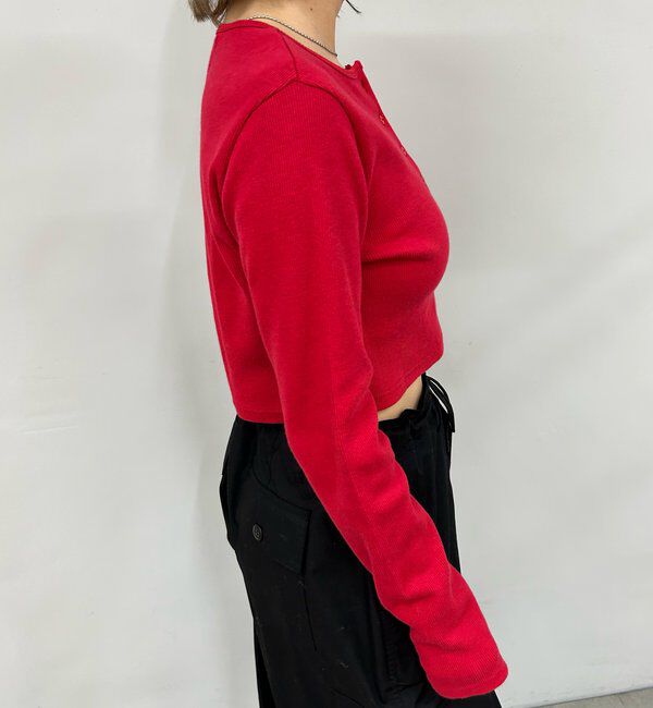  「【WEB限定】ヘンリーネックショートトップス」|Tシャツ・カットソー|