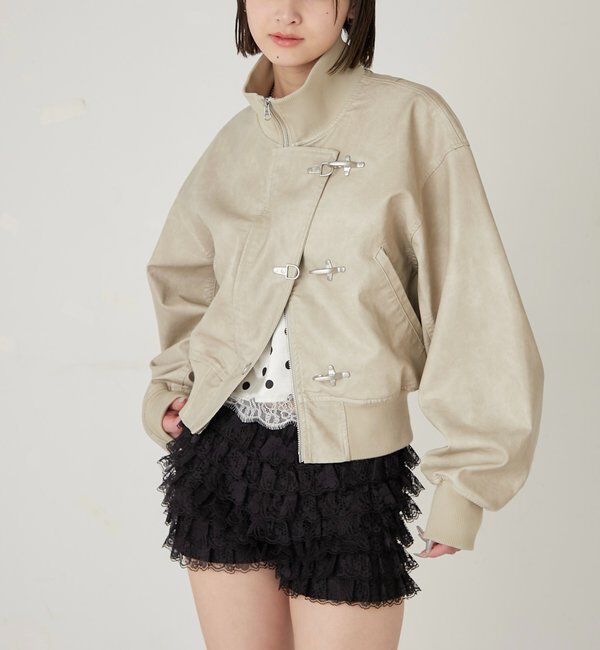  「ファイヤーマンショートブルゾン(フェイクレザー/デニム)」|ブルゾン・スタジャン|