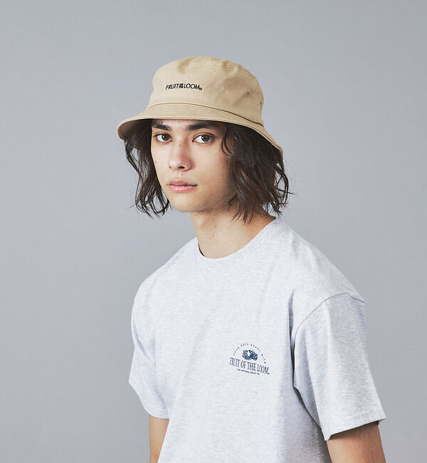 ABAHOUSE「【FRUIT OF THE LOOM】フロントロゴ刺繍 ツイル バケット ハット」|その他|ベージュ