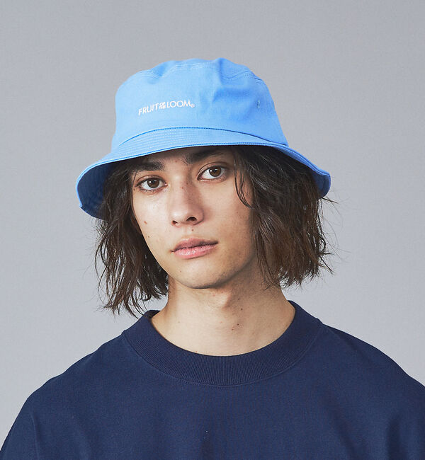 ABAHOUSE「【FRUIT OF THE LOOM】フロントロゴ刺繍 ツイル バケット ハット」|その他|サックスブルー