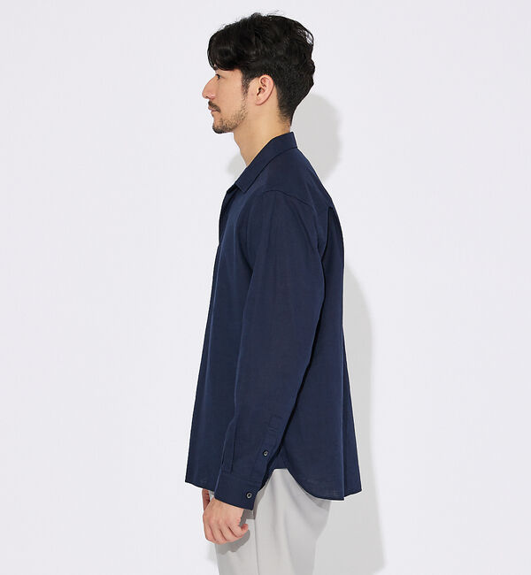 ABAHOUSE「コットンリネン 比翼 プルオーバーシャツ」|シャツ・ブラウス|