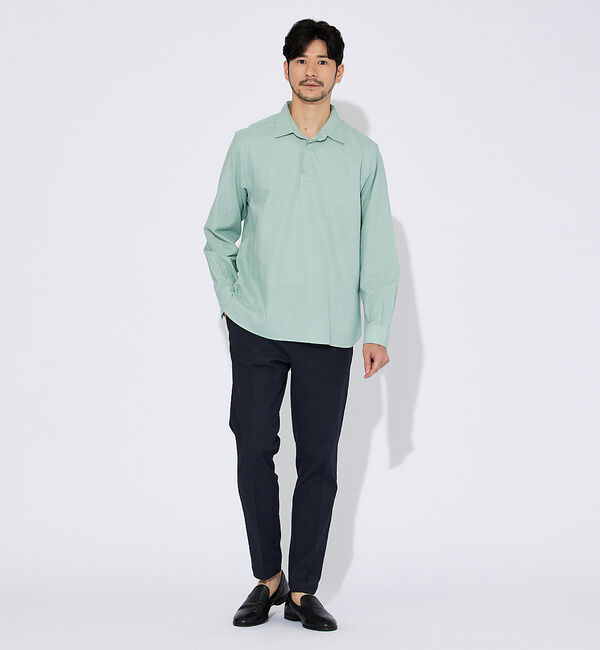 ABAHOUSE「コットンリネン 比翼 プルオーバーシャツ」|シャツ・ブラウス|