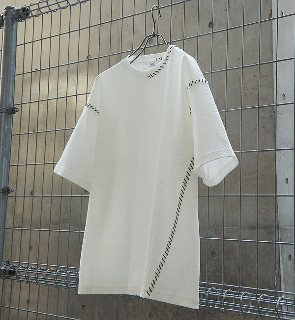 ABAHOUSE「【AH ABAHOUSE】PERFECTEX ハンドステッチ ワッフル 半袖Tシ」|Tシャツ・カットソー|ホワイト