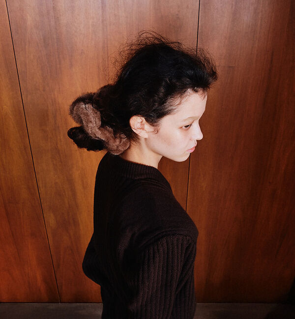 Rouge vif「【heyep／ヘイップ】ファーミンクシュシュ Faux Mink Scrunch」|ヘアバンド|