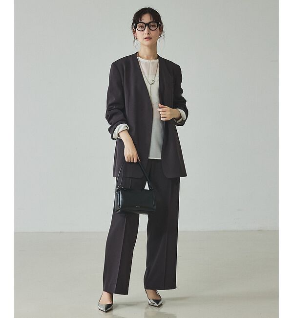 qualite「【UVカット/ストレッチ/セットアップ対応】ドライカルゼノーカラージャケット」|ノーカラージャケット|