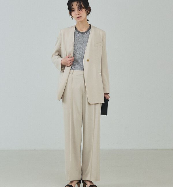 qualite「【UVカット/ストレッチ/セットアップ対応】ドライカルゼノーカラージャケット」|ノーカラージャケット|