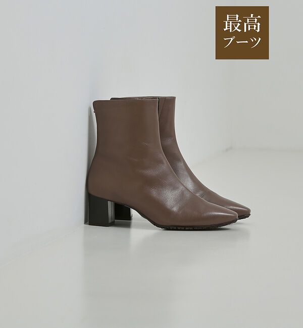 AU BANNISTER「【最高ブーツ/ 5.5cmヒール】スクエアトゥブーツ」|ショートブーツ|グレージュ
