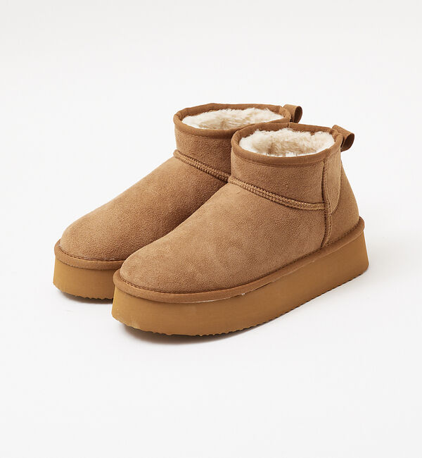 AU BANNISTER「●【MEI(メイ)】ムートン厚底ブーツ」|ショートブーツ|キャメル