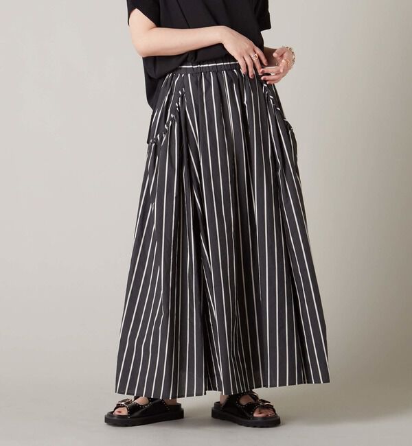 Liesse「ギャザースカート」|スカート|ブラック&times;ホワイト