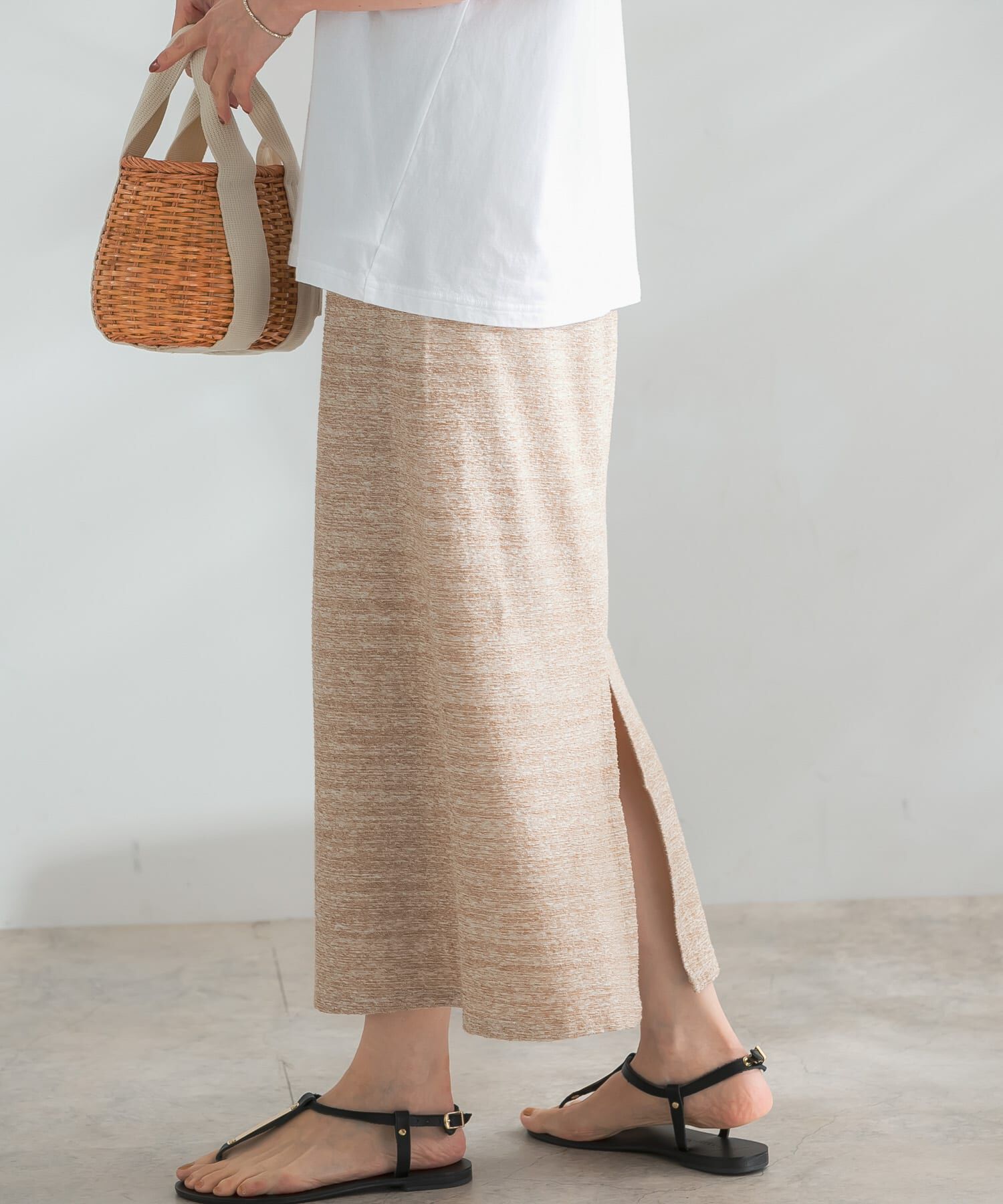 URBAN RESEARCH ROSSO「ランダムパイルスリットスカート」|スカート|ベージュ系その他