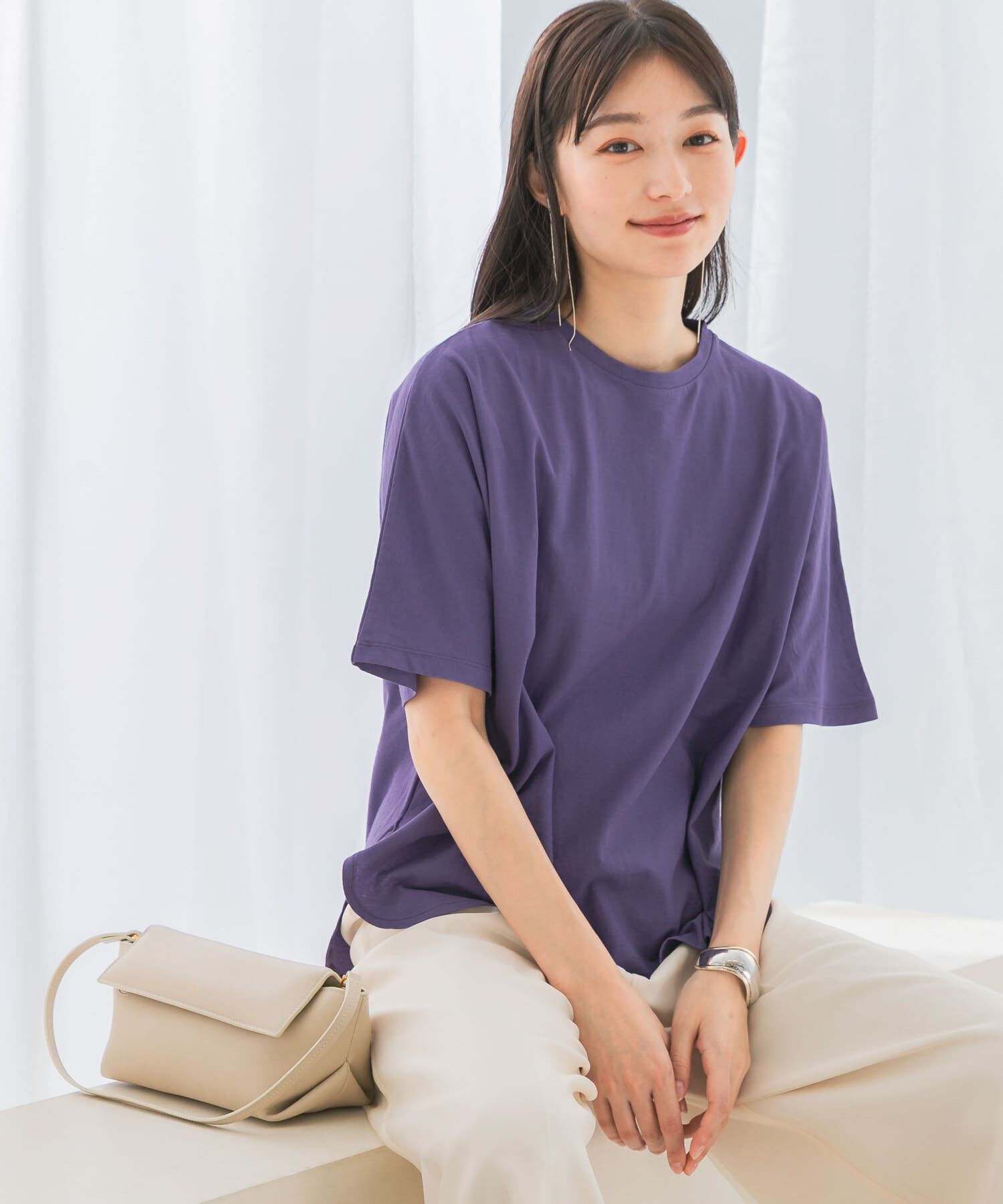 URBAN RESEARCH ROSSO「接触冷感ハーフスリーブドルマンTシャツ」|Tシャツ・カットソー|パープル