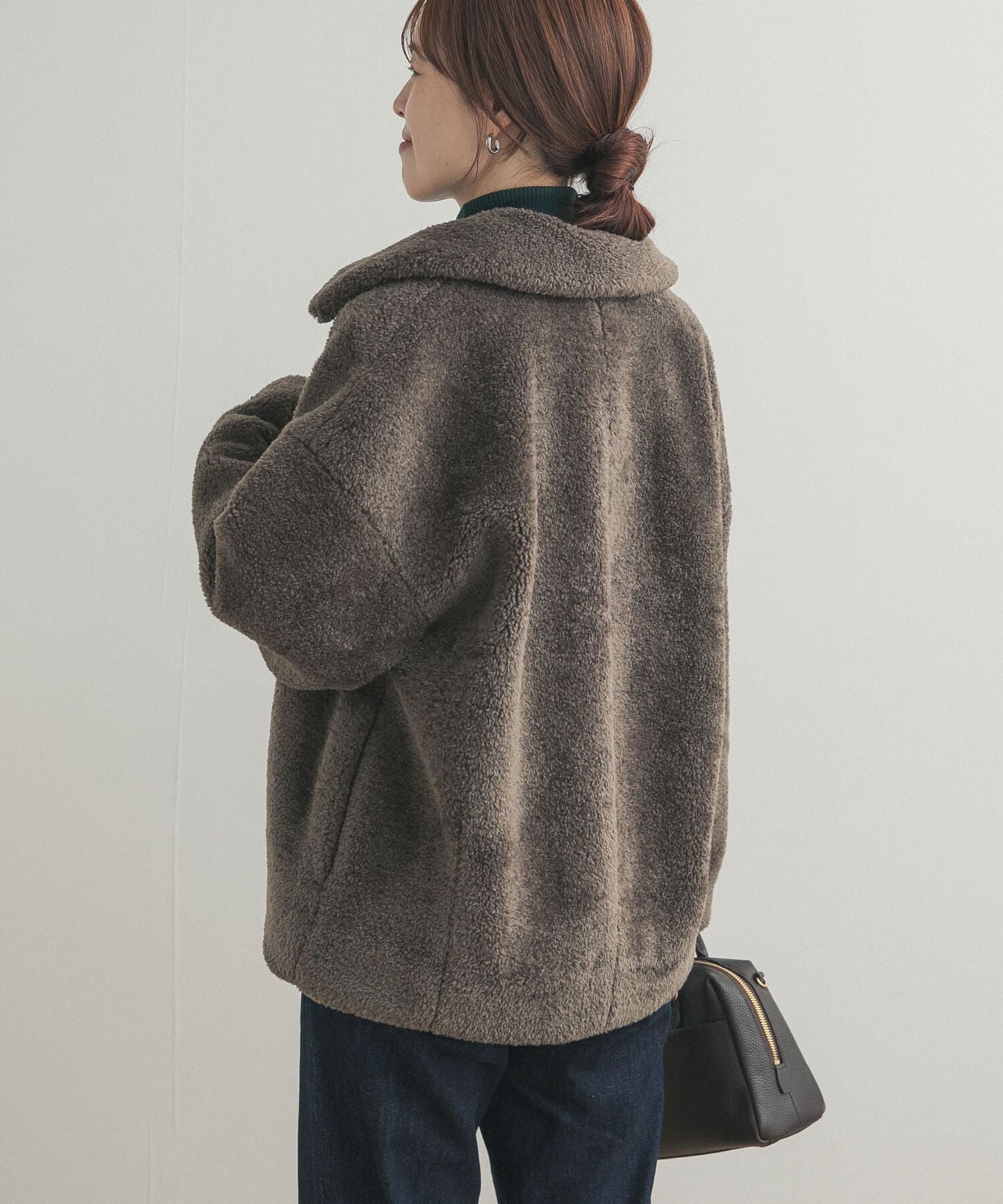 URBAN RESEARCH DOORS「コクーンシルエットボアコート」|ノーカラーコート|