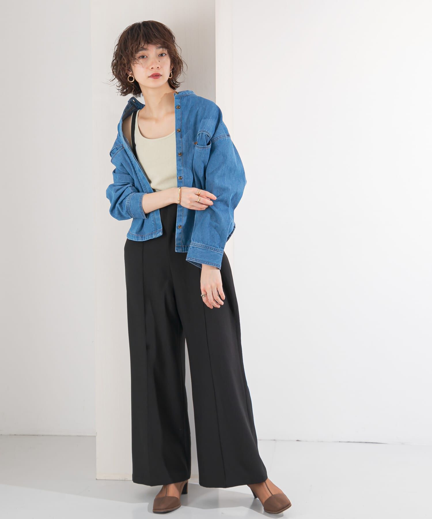  「ピンタックハイウエストサロペット」|スカート|