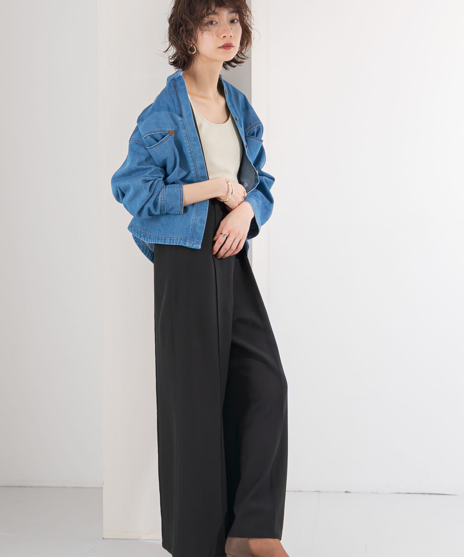  「ピンタックハイウエストサロペット」|スカート|