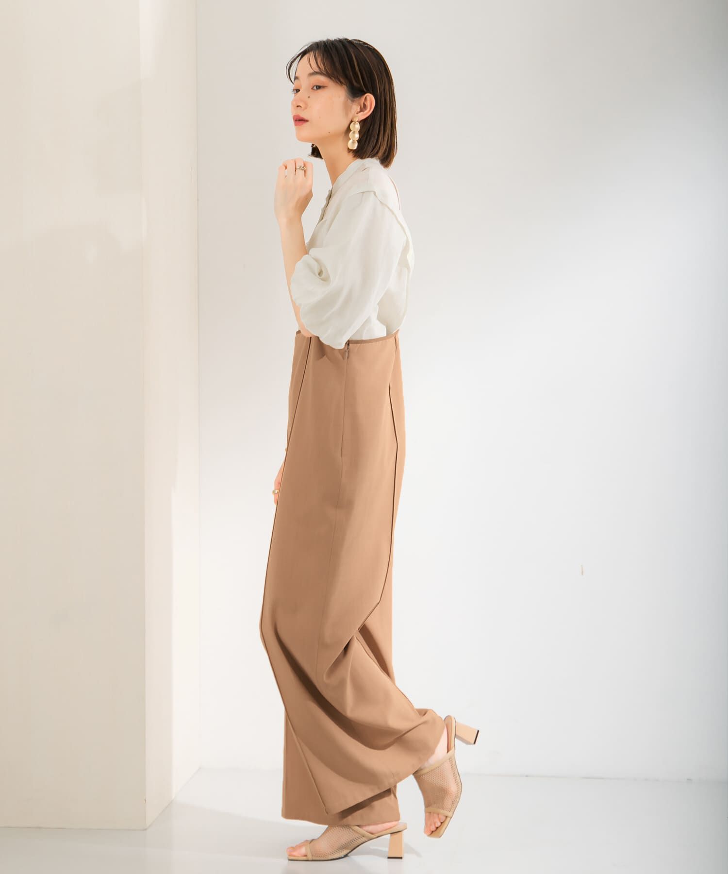  「ピンタックハイウエストサロペット」|スカート|