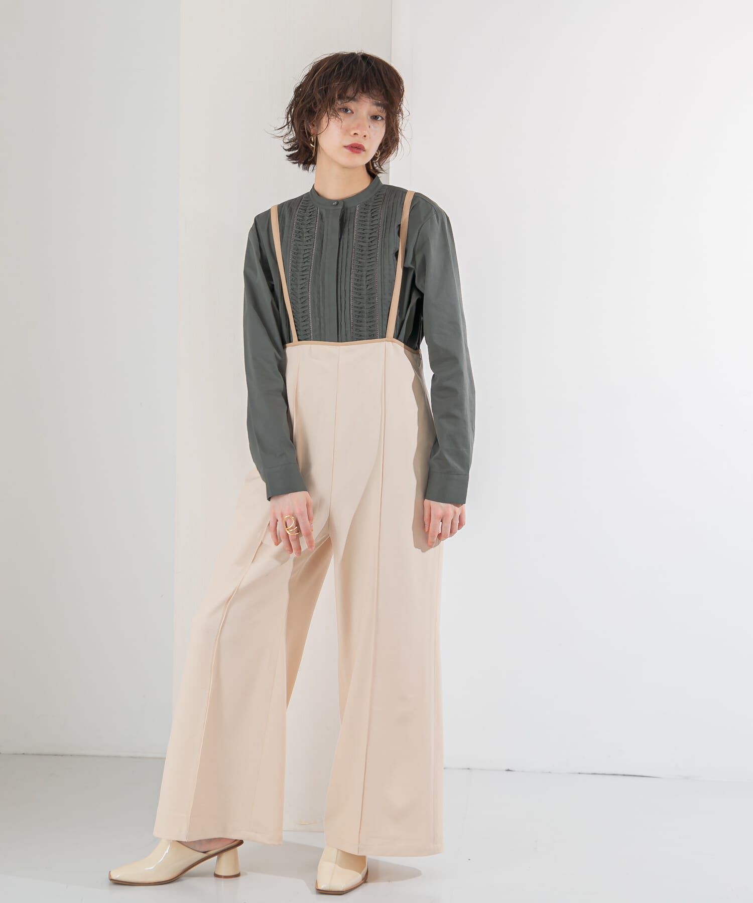  「ピンタックハイウエストサロペット」|スカート|