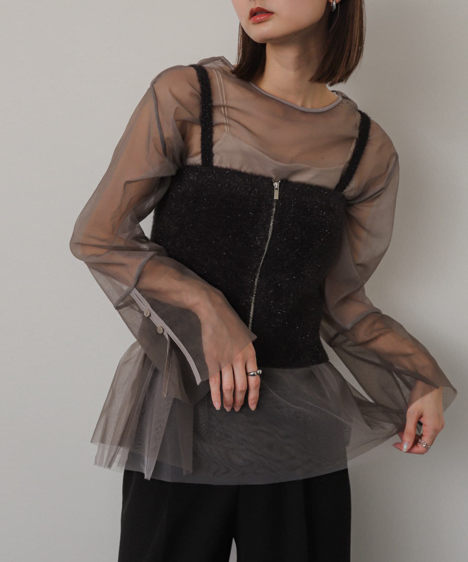 SENSE OF PLACE by URBAN RESEARCH「シアーチュールトップ」|Tシャツ・カットソー|グレー系その他