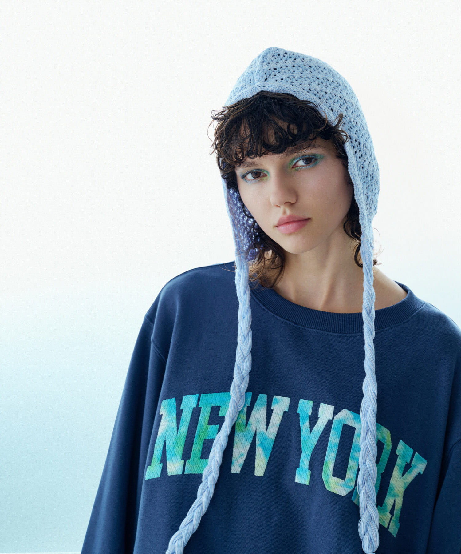 SENSE OF PLACE by URBAN RESEARCH「ANNA SUI NYC　クロシェニットキャップ」|ニット帽|ライトブルー