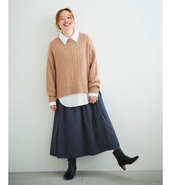 le.coeur blanc「フェイクスエードギャザースカート」|スカート|