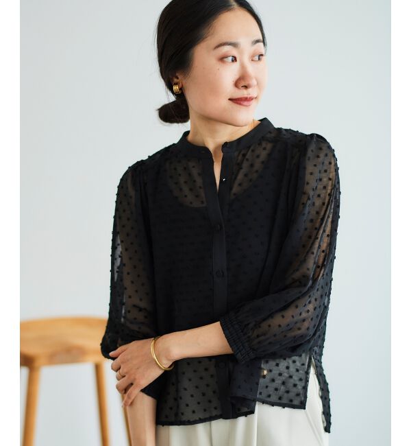  「ドットシアーギャザーブラウス」|シャツ・ブラウス|