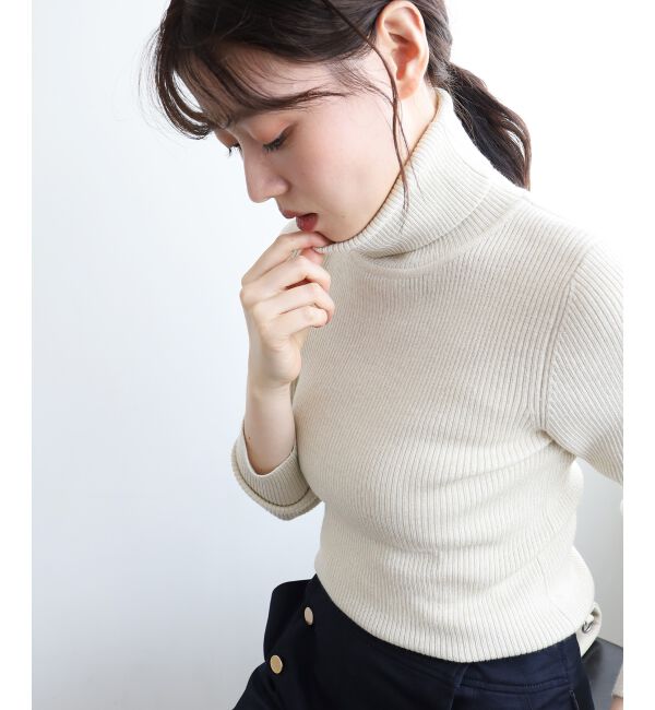  「《手洗い可能》リブタートルネックニット」|ニット・セーター|