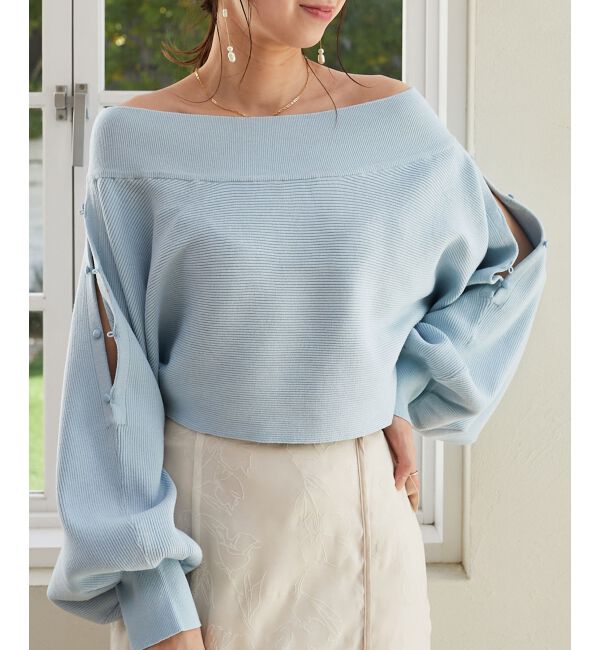 MAJESTICLEGON「2wayオフショルドルマンニット」|ニット・セーター|Ｌ／ブルー