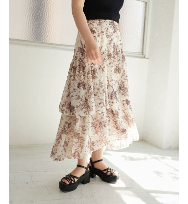 MAJESTICLEGON「エアリーティアードスカート」|スカート|