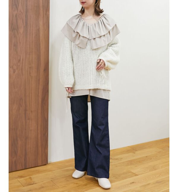 MAJESTICLEGON「リボンディティール透かしニット」|ニット・セーター|オフ