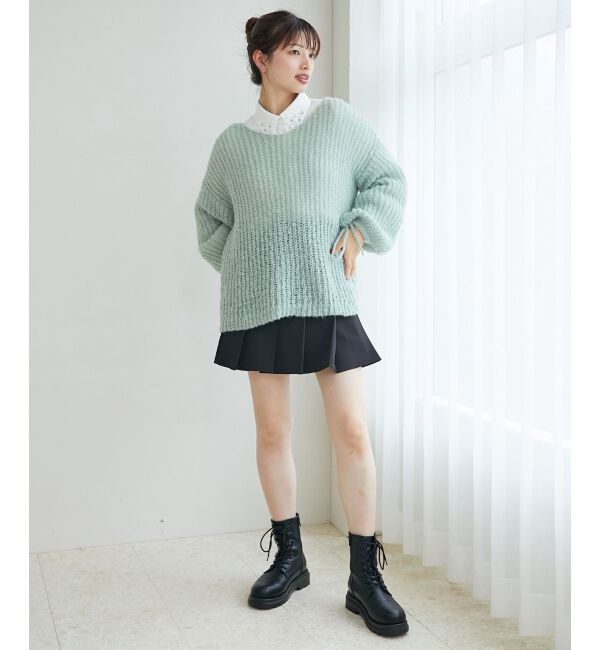 MAJESTICLEGON「リボンディティール透かしニット」|ニット・セーター|