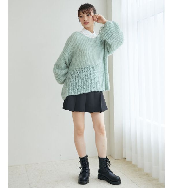 MAJESTICLEGON「リボンディティール透かしニット」|ニット・セーター|