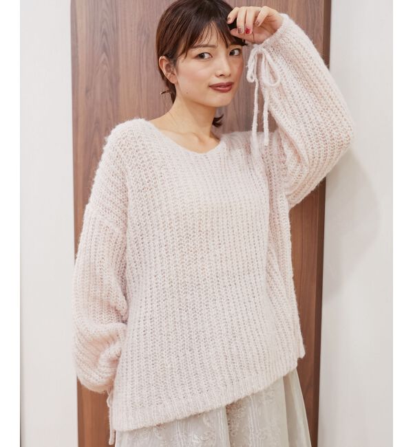 MAJESTICLEGON「リボンディティール透かしニット」|ニット・セーター|