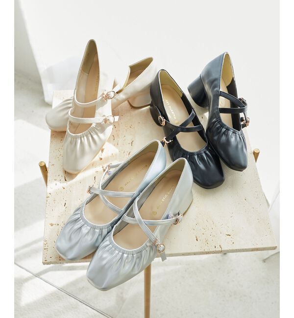 MAJESTICLEGON「レディギャザーストラップパンプス」|パンプス|