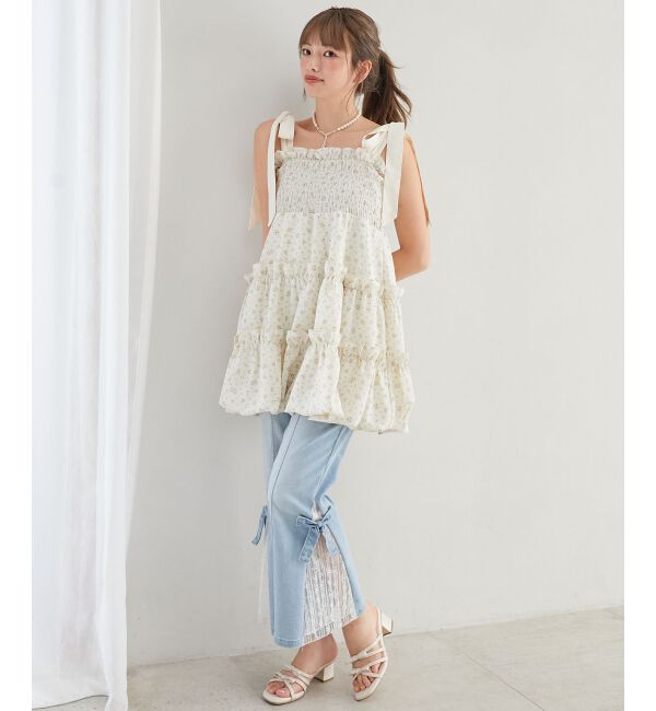  「肩リボンバルーンチュニック」|シャツ・ブラウス|