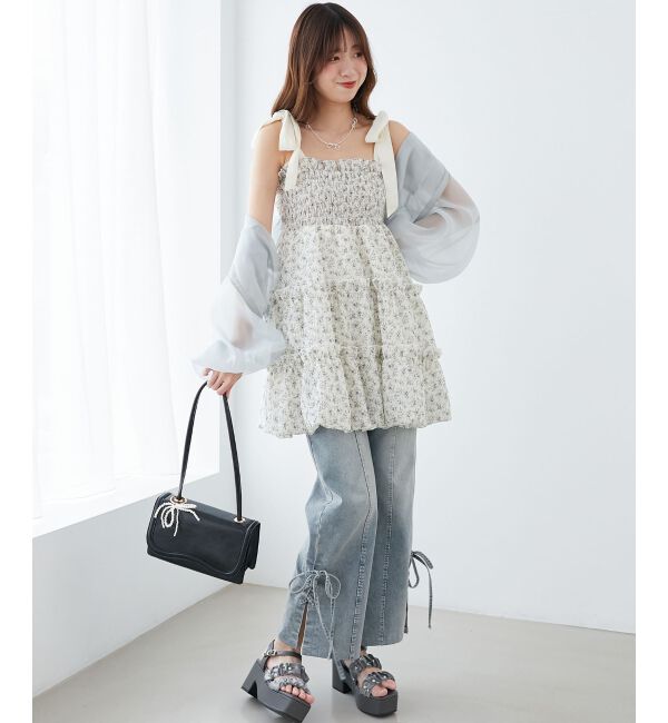  「肩リボンバルーンチュニック」|シャツ・ブラウス|