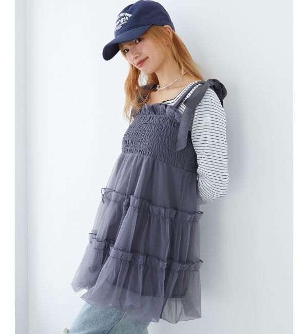  「肩リボンバルーンチュニック」|シャツ・ブラウス|
