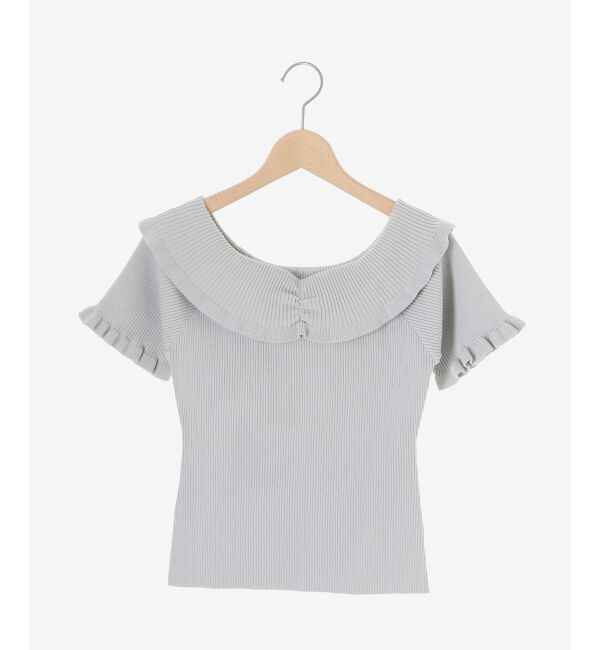  「パールチェーンオフショルフリルニット」|ニット・セーター|