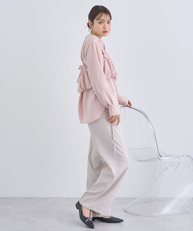 earth music&ecology「SET2点起毛ストライプシャツ+バルーンビスチェ」|シャツ・ブラウス|