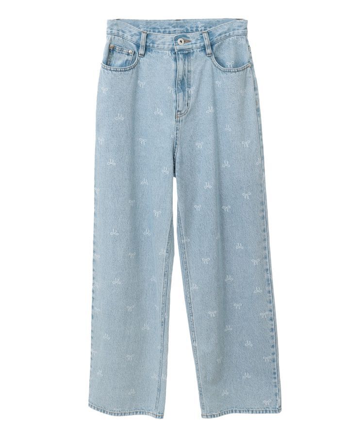 earth music&ecology「リボンプリントデニムパンツ」|デニム|