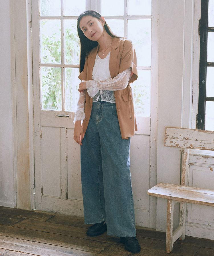 earth music&ecology「半袖サイドドロストジャケット」|テーラードジャケット|