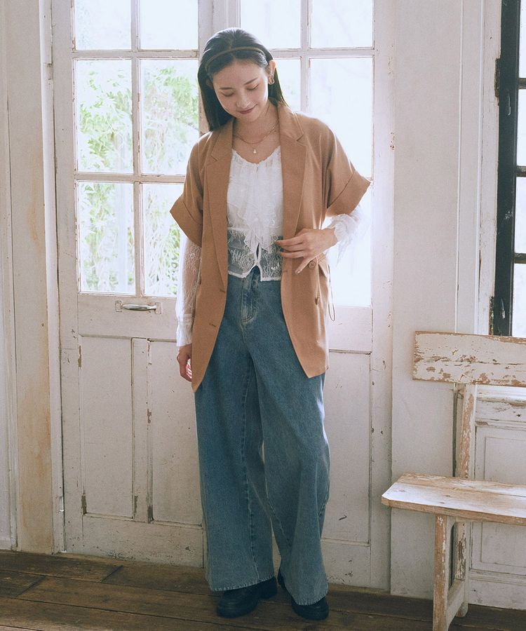 earth music&ecology「半袖サイドドロストジャケット」|テーラードジャケット|