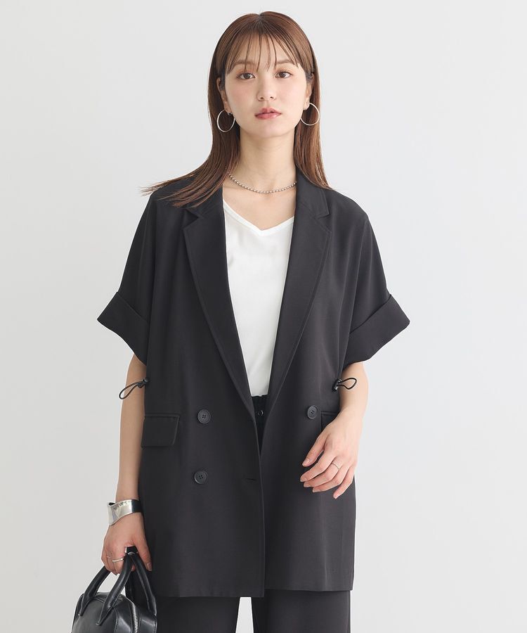 earth music&ecology「半袖サイドドロストジャケット」|テーラードジャケット|