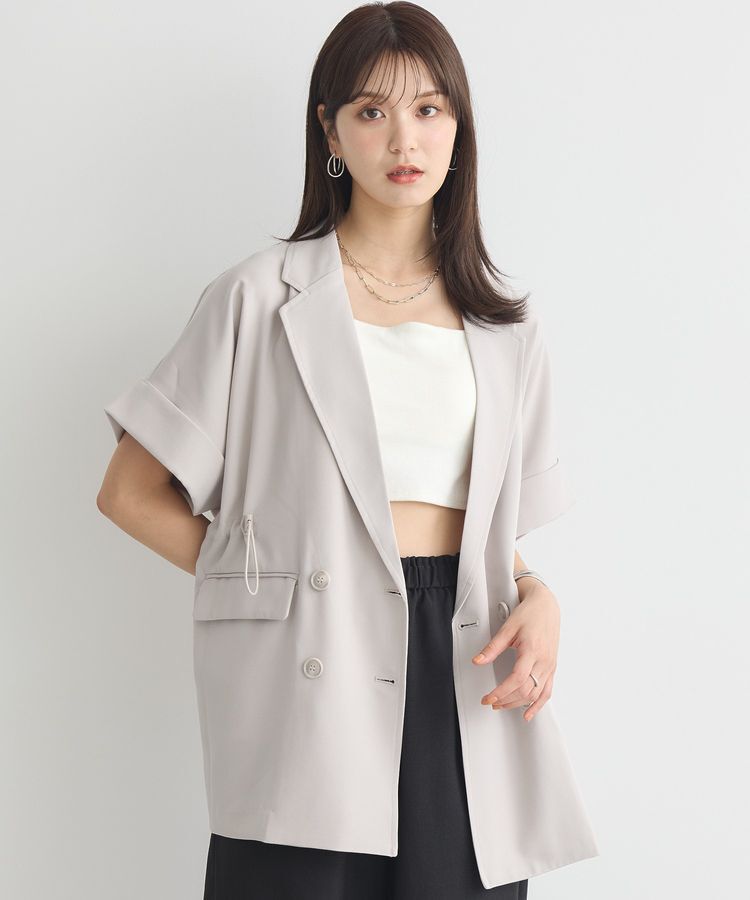 earth music&ecology「半袖サイドドロストジャケット」|テーラードジャケット|