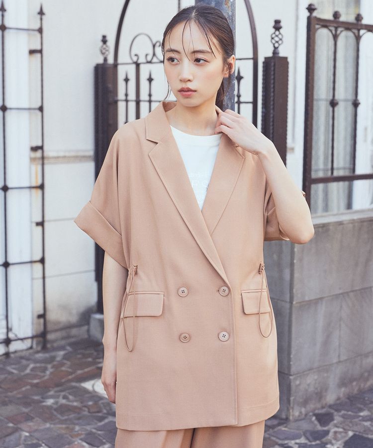 earth music&ecology「半袖サイドドロストジャケット」|テーラードジャケット|Camel