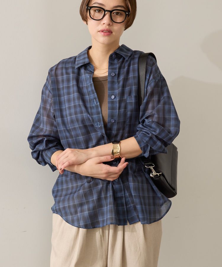 AMERICAN HOLIC「シアーチェック柄オーバーシャツ」|シャツ・ブラウス|