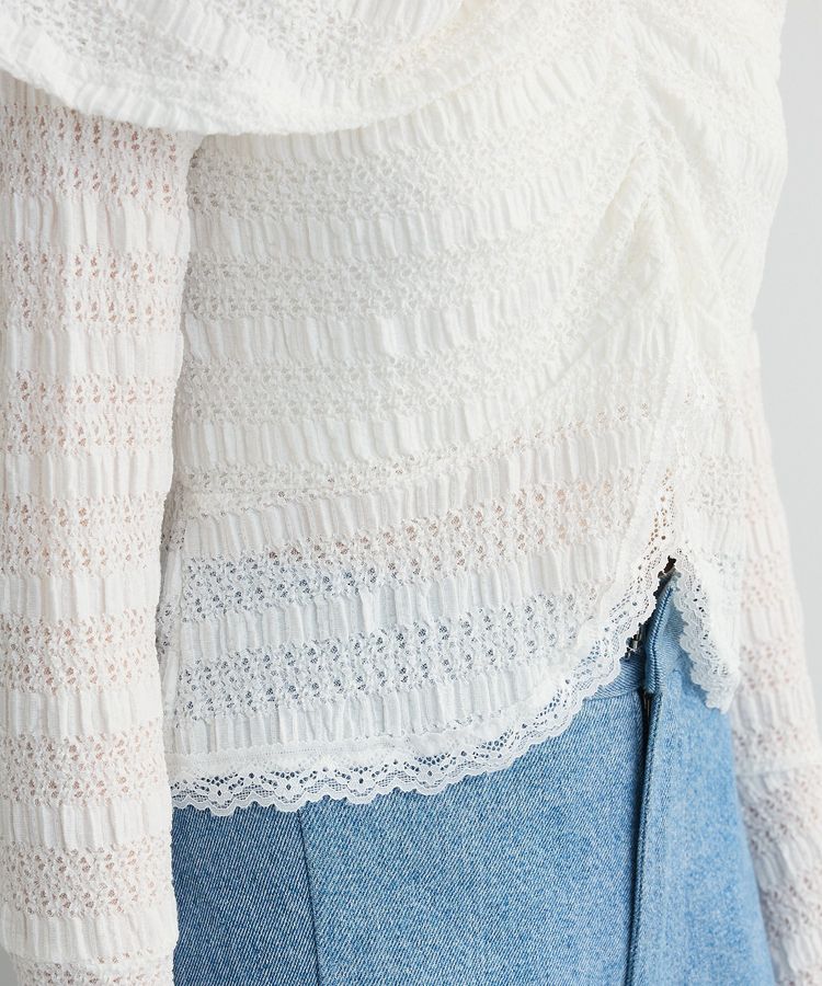 AnriettMusee「シャーリングオフショルプルオーバー」|Tシャツ・カットソー|