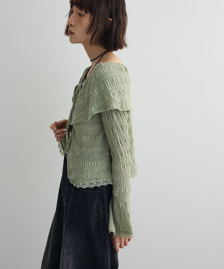 AnriettMusee「シャーリングオフショルプルオーバー」|Tシャツ・カットソー|