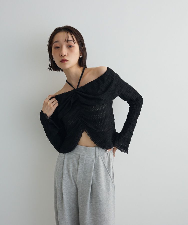 AnriettMusee「シャーリングオフショルプルオーバー」|Tシャツ・カットソー|