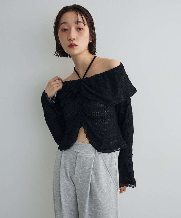 AnriettMusee「シャーリングオフショルプルオーバー」|Tシャツ・カットソー|