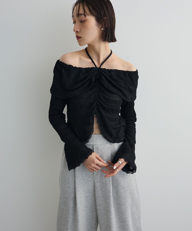 AnriettMusee「シャーリングオフショルプルオーバー」|Tシャツ・カットソー|